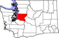 キング郡の位置を示したワシントン州の地図