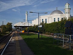 View of the Morden Mosque from Morden South Railway Station