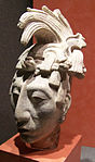 Portrait of K'inich Janaab Pakal I (Maya; 615–683; stucco; height 43 cm; National Museum of Anthropology[62]
