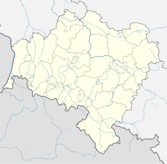 Mapa konturowa województwa dolnośląskiego, w centrum znajduje się punkt z opisem „Bazylika Świętych Apostołów Piotra i Pawła w Strzegomiu”