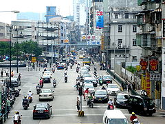 Left-hand traffic in Macau, China