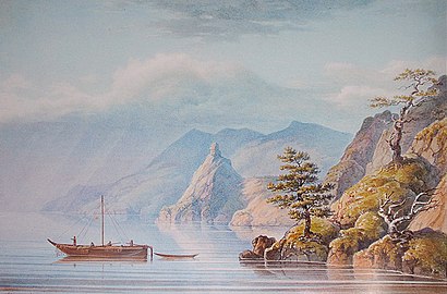 1840-1850: Озеро Байкал. Скала Малая Колокольня в Бухте Песчаной