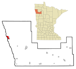Location of East Grand Forks within Polk County and state of Minnesota