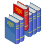 Bookshelf icon (red and blue).svg