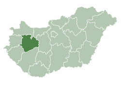 Veszprém County within Hungary