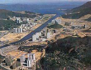 Sha Tin New Town under development in the 1980s