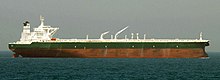 Large empty tanker underway at sea