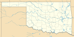 Pointer indicates location of the site on the map of Oklahoma