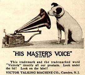 Victor Talking Machine Company's His Master's Voice logo with Nipper (1921).