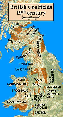 Map of 19th-century coalfields in Great Britain