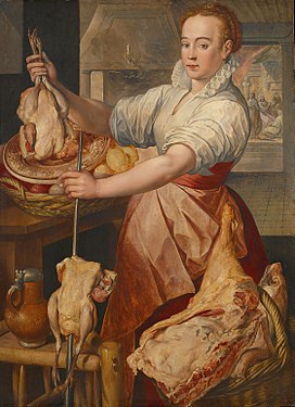 Йоахим Бейкелар — «Кухонна прислуга. На задньому плані Христос у домі Марти та Марії» (1574)