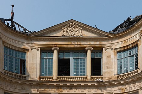 Upper court facade and roof
