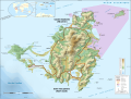 Mapa Sint Maarten z zaznaczonymi częściami francuską i holenderską