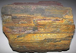 Banded iron formation (Goldman Meadows Formation, Mesoarchean; Atlantic City Iron Mine, South Pass, Wyoming, USA) 2 (30749219994).jpg