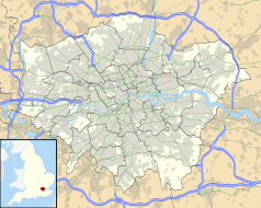 Mapa konturowa Wielkiego Londynu, w centrum znajduje się punkt z opisem „London Paddington”