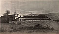 A painting of Mission San Diego de Alcalá as it appeared in 1848 depicts the original campanario ("bell tower"), before it was reduced to rubble. The painting also shows the enclosed front portico.