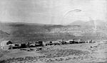 Gardiner, Park County, Montana, Looking North East, 1887. A one-sided street backed up to rocky foothills