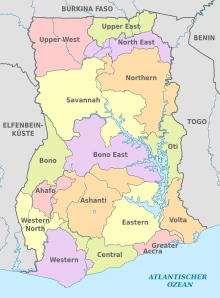 Regions of Ghana from February 2019