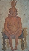 Fresco from the Temple of Isis in Pompeii depicting Bes, in the Naples National Archaeological Museum (Italy)