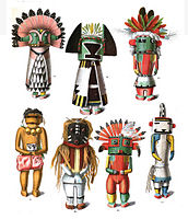 Drawings of kachina dolls, from an 1894 anthropology book.