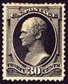 30-cent stamp featuring the bust, issued by the United States Postal Service in 1870