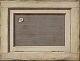 The reverse of a framed painting by Cornelis Norbertus Gijsbrechts, 1670
