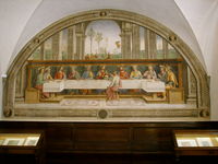 Last Supper by Pietro Perugino, depicting Judas separately, 1493–1496