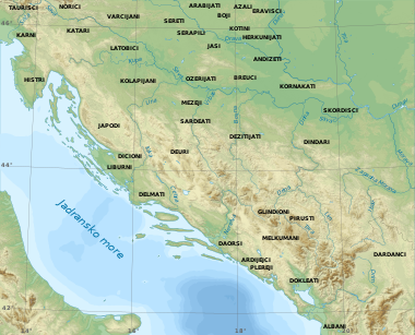 Približan razmještaj ilirskih plemena i njihovih susjeda