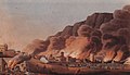 Image 24A painting depicting the sacking of the coastal town and port of Ras Al Khaimah in 1809. (from History of the United Arab Emirates)