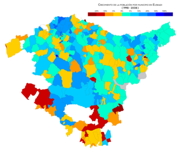 Crecimiento de la población por municipio (2008-2018)