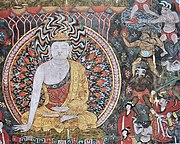 敦煌で出土した10世紀の仏画。右上の悪鬼2体が火槍と手榴弾のような玉を手にしている