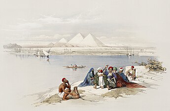 128. Pyramids of Gizeh, from the Nile.