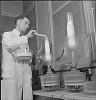 A technician preparing penicillin in 1943