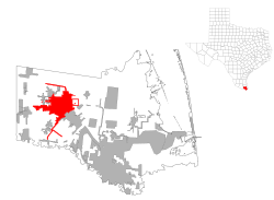 Location in Cameron County and the state of Texas