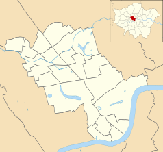 Mapa konturowa City of Westminster, blisko centrum na lewo znajduje się punkt z opisem „London Paddington”