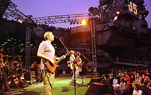 The band in 1998, pictured left to right: Sonefeld (behind drum kit), Felber, Rucker, and Bryan.