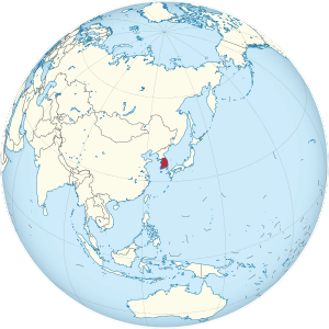 South Korea on the globe (South Korea centered).svg