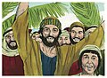 Orang banyak yang sangat besar jumlahnya memotong ranting-ranting dari pohon-pohon dan berseru: "Hosana bagi Anak Daud!"