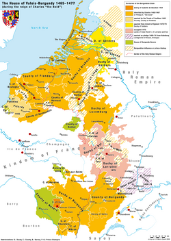 Territories of the House of Valois-Burgundy during the reign of Charles the Bold