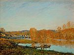 Banks of the Seine near Bougival; by Alfred Sisley; 1873; oil on canvas; 46.2 x 62.1 cm; Montreal Museum of Fine Arts (Montreal, Canada)[213]