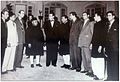 Pakistan Cricket team meets Governor General Khawaja Nazimuddin before departing for India – Maqsood Ahmed second from right