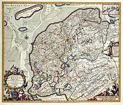 Lordship of Frisia 1680, divided into quarters Westergo, Oostergo, Zevenwouden, Steden