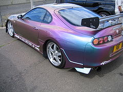 Pearlescent paint job on a Toyota Supra car