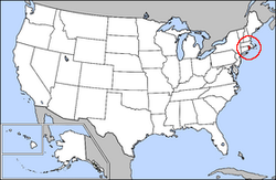 Harta Statelor Unite cu statul Rhode Island indicat