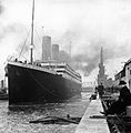 RMS Titanic at dock in Southampton.
