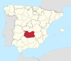Map of Spain with Province of Ciudad Real highlighted