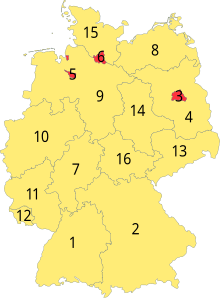 Германияның федералды жерлерінің картасы (нөмірленген).svg