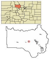 Location of Hot Sulphur Springs in Grand County, Colorado.