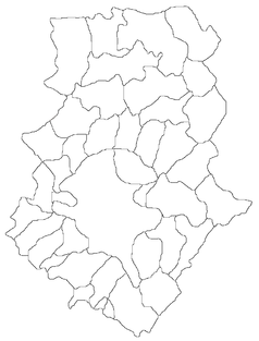 Mapa konturowa okręgu Ilfov, na dole znajduje się punkt z opisem „Jilava”