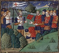 Bataille de Poitiers (1356) : Français portant la croix rouge.